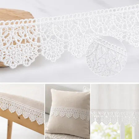White lace trim decorative fabric, DIY embroidery accessories, suitable for home and clothing White lace trim decorative fabric, DIY embroidery accessories, suitable for home and clothing
